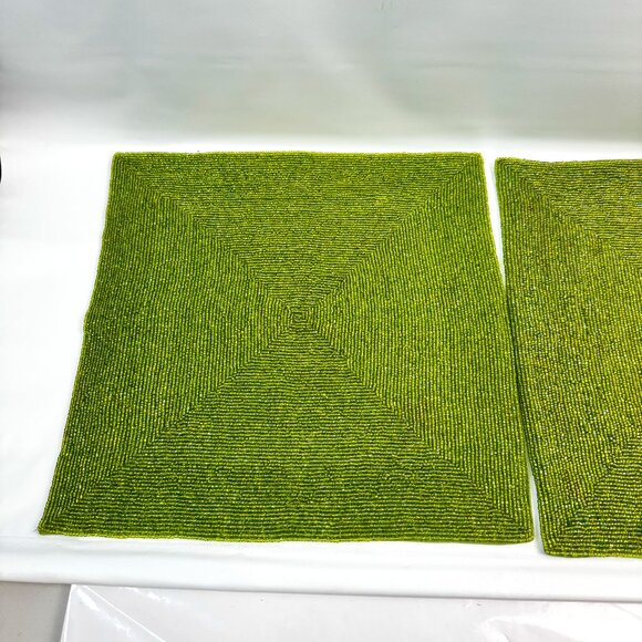 Christmas Glass Beaded Chargers 3 Red 3 Green Square 14x14" by RLK Leila's READ - Picture 10 of 13